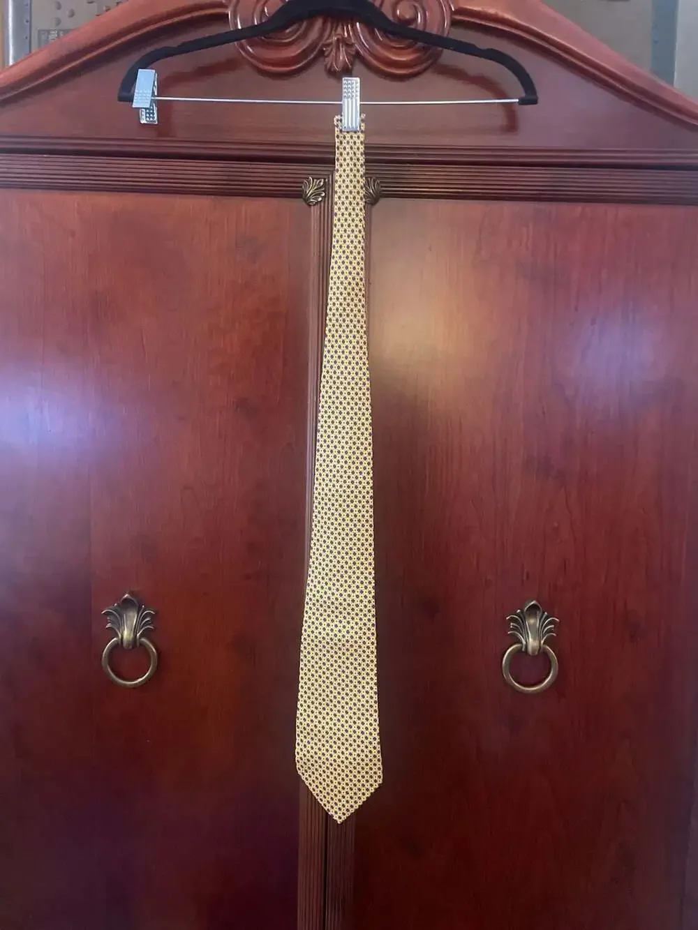 Vintage Polo Ralph Lauren Hand Made Silk Tie with Geometric Medallion Pattern